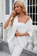 Load image into Gallery viewer, Eyelet Open Front Half Sleeve Cardigan
