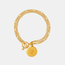 Load image into Gallery viewer, Coin Pendant Toggle clasp 18K Gold-Plated Bracelet
