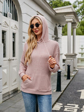 Load image into Gallery viewer, Ribbed Drawstring Long Sleeve Hoodie
