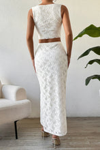 Load image into Gallery viewer, Lace Round Neck Top and Slit Skirt Set
