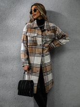 Load image into Gallery viewer, Plaid Collared Neck Long Sleeve Coat
