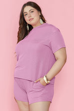 Load image into Gallery viewer, Plus Size Round Neck Short Sleeve Top and Shorts Set
