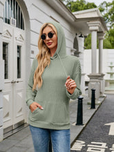 Load image into Gallery viewer, Ribbed Drawstring Long Sleeve Hoodie
