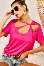 Load image into Gallery viewer, BiBi Cutout Asymmetrical Neck Short Sleeve T-Shirt
