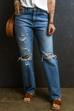 Load image into Gallery viewer, Distressed Raw Hem Jeans with Pockets
