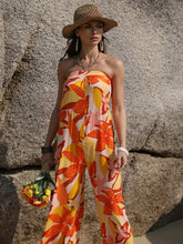 Load image into Gallery viewer, Tied Printed Tube Wide Leg Jumpsuit
