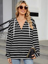 Load image into Gallery viewer, Drawstring Striped Long Sleeve Hoodie
