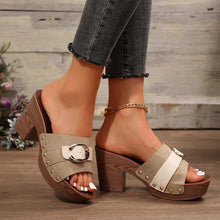 Load image into Gallery viewer, Buckle Trim Block Heel Sandals
