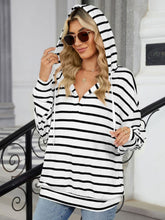 Load image into Gallery viewer, Drawstring Striped Long Sleeve Hoodie
