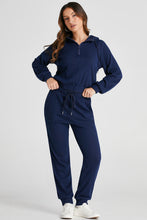 Load image into Gallery viewer, Drawstring Half Zip Hoodie and Joggers Active Set
