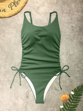 Load image into Gallery viewer, Drawstring Scoop Neck Sleeveless One-Piece Swimwear
