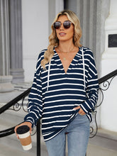 Load image into Gallery viewer, Drawstring Striped Long Sleeve Hoodie
