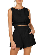 Load image into Gallery viewer, Round Neck Sleeveless Top and Shorts Set
