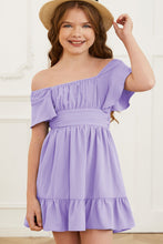 Load image into Gallery viewer, Ruffle Hem Tie-Back Flutter Sleeve Dress
