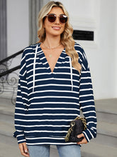 Load image into Gallery viewer, Drawstring Striped Long Sleeve Hoodie
