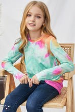 Load image into Gallery viewer, Girls Tie-Dye Twist Front Long Sleeve Top
