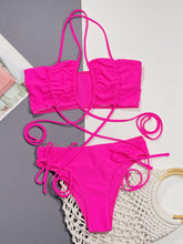 Load image into Gallery viewer, Halter Neck Drawstring Detail Bikini Set
