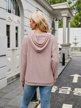 Load image into Gallery viewer, Ribbed Drawstring Long Sleeve Hoodie
