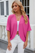 Load image into Gallery viewer, Eyelet Open Front Half Sleeve Cardigan
