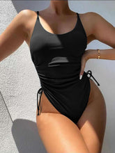 Load image into Gallery viewer, Drawstring Scoop Neck Sleeveless One-Piece Swimwear
