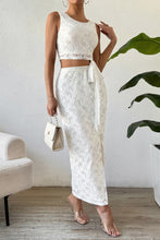 Load image into Gallery viewer, Lace Round Neck Top and Slit Skirt Set
