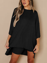 Load image into Gallery viewer, Full Size Round Neck Top and Skinny Shorts Set
