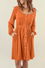 Load image into Gallery viewer, Button Down Long Sleeve Dress with Pockets
