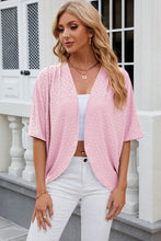 Load image into Gallery viewer, Eyelet Open Front Half Sleeve Cardigan
