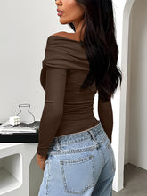 Load image into Gallery viewer, Ruched One Shoulder Long Sleeve T-Shirt
