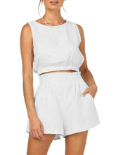 Load image into Gallery viewer, Round Neck Sleeveless Top and Shorts Set
