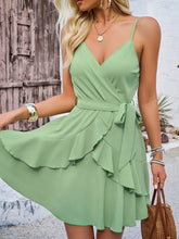 Load image into Gallery viewer, Ruffled Layered Surplice Mini Cami Dress
