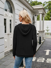 Load image into Gallery viewer, Ribbed Drawstring Long Sleeve Hoodie
