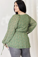 Load image into Gallery viewer, HEYSON Full Size Floral Surplice Peplum Blouse
