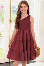 Load image into Gallery viewer, One-Shoulder Sleeveless Tiered Dress
