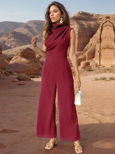 Load image into Gallery viewer, Ruched Mock Neck Sleeveless Jumpsuit
