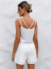 Load image into Gallery viewer, Eyelet Scoop Neck Double Spaghetti Straps Romper
