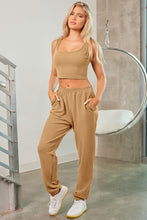 Load image into Gallery viewer, Square Neck Tank, Cover Up and Joggers Active Set
