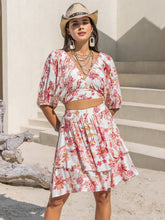 Load image into Gallery viewer, Printed Half Sleeve Top and Layered Skirt Set
