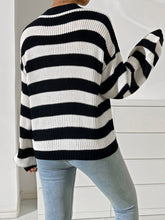 Load image into Gallery viewer, Honey Striped Round Neck Long Sleeve Sweater
