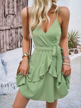 Load image into Gallery viewer, Ruffled Layered Surplice Mini Cami Dress
