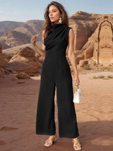 Load image into Gallery viewer, Ruched Mock Neck Sleeveless Jumpsuit
