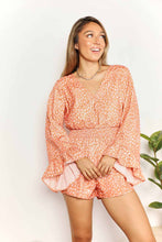 Load image into Gallery viewer, Double Take Printed Flare Sleeve Surplice Romper
