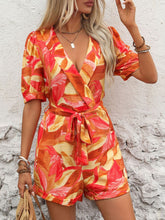 Load image into Gallery viewer, Printed Surplice Half Sleeve Romper
