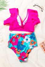 Load image into Gallery viewer, Cropped Swim Top and Floral Bottoms Set
