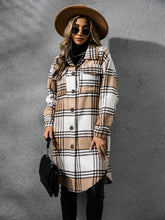 Load image into Gallery viewer, Plaid Collared Neck Long Sleeve Coat
