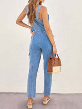 Load image into Gallery viewer, V-Neck Sleeveless Denim Jumpsuit
