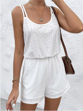 Load image into Gallery viewer, Eyelet Scoop Neck Double Spaghetti Straps Romper
