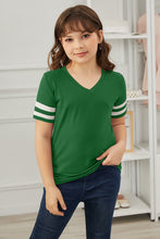 Load image into Gallery viewer, Girls Striped V-Neck Tee Shirt
