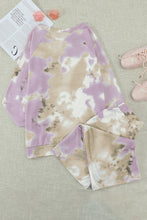 Load image into Gallery viewer, Tie-Dye Raglan Sleeve Top and Drawstring Pants Lounge Set
