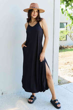 Load image into Gallery viewer, Ninexis Good Energy Full Size Cami Side Slit Maxi Dress in Black
